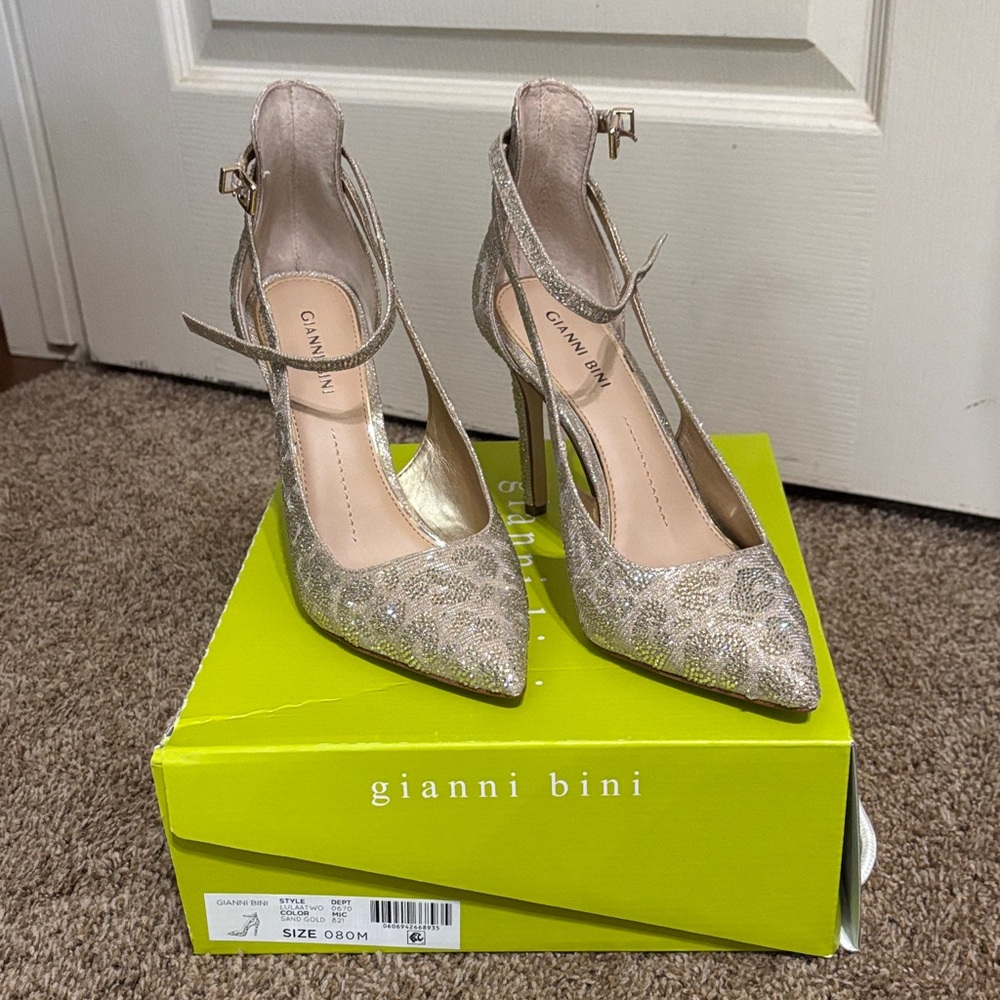 Gianni Bini Sparkling Beige Heels